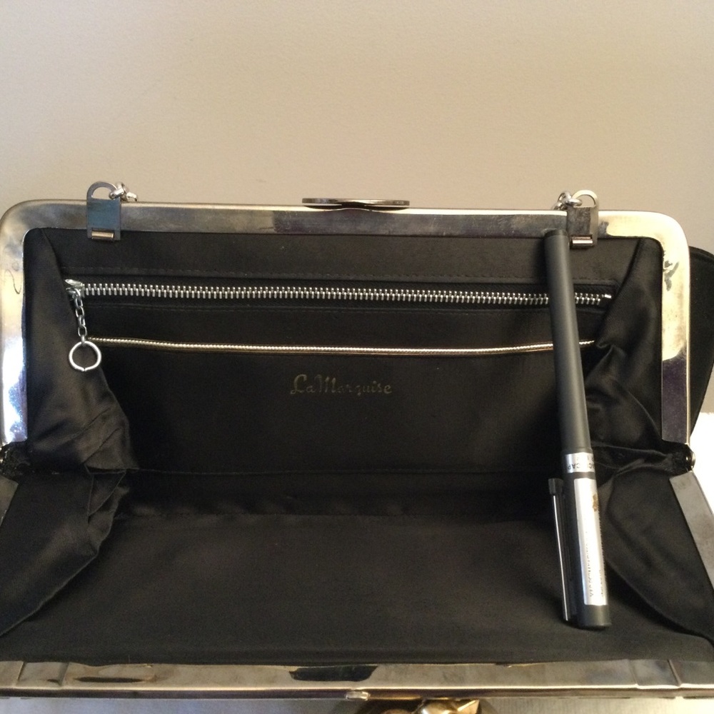 Vintage La Marquise Matte Black Evening Clutch - Picture 9 of 11